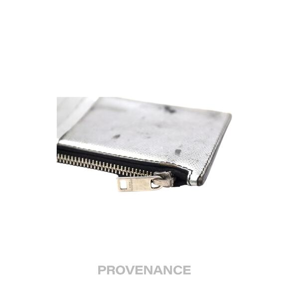 🔴 Saint Laurent Paris SLP Fragment Zip Card Wallet - Metallic Silver - Picture 5 of 7